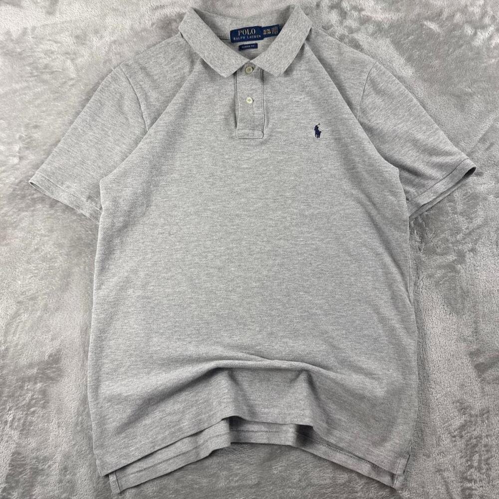 Polo Ralph Lauren Boys XL 18-20 Classic Fit Polo Shirt Gray Navy Pony
